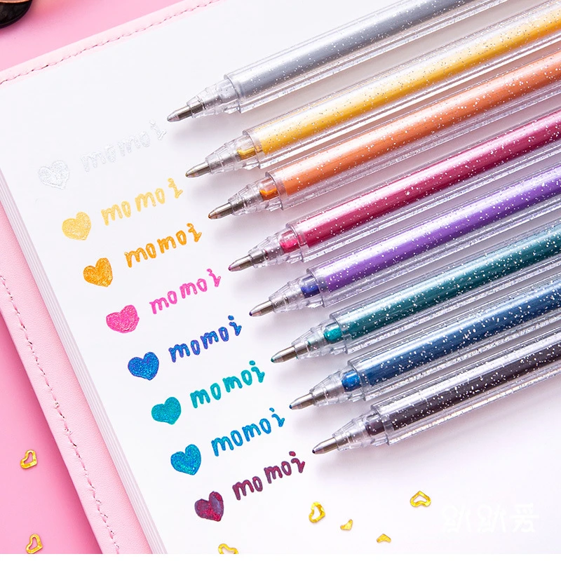 Slepen bruiloft praktijk 8 colors/Set Glitter Pen Highlighter Color Changing Flash Marker Gel Pens  Drawing Scrapbook Album Journal DIY Stationery School|Gel Pens| - AliExpress