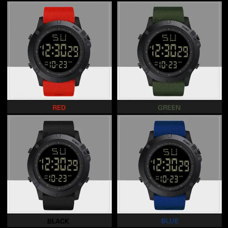 HONHX Fashion Outdoor Sport Waterproof Watch Men Multifunction Digital  Stopwatch Men Military Wristwatch LED Digital