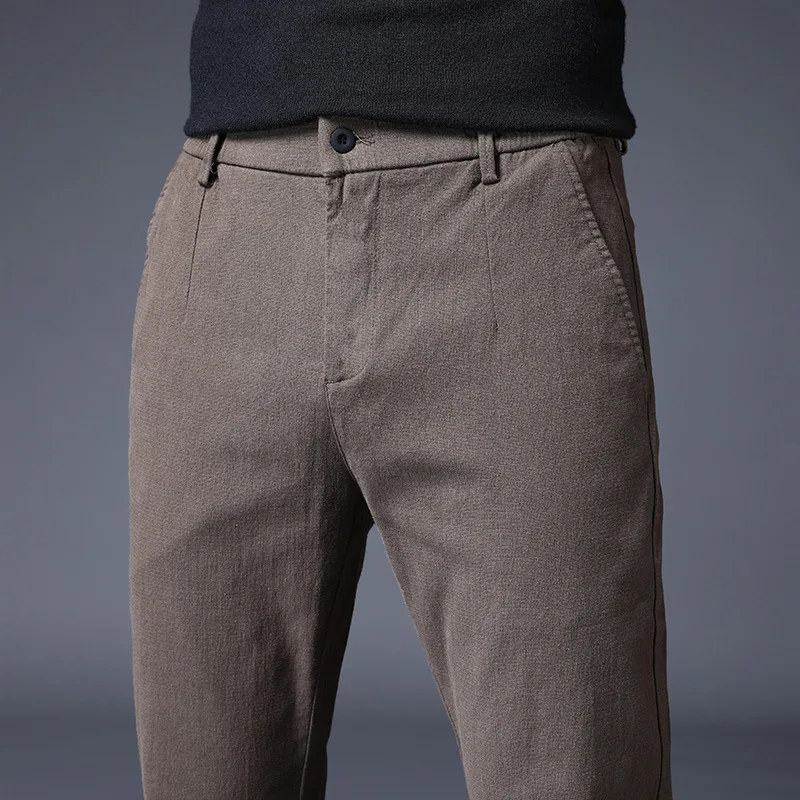Мужские брюки осенний костюм брюки хлопок прямые модные повседневные тонкие мужские уличные Masculino MOOWNUC Trendsetters Плюс Размер - Цвет: Brown