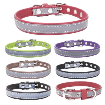 

Dog Collar Reflective Adjustable Double Layer Microfiber Material For Small Medium Large Dogs Necklace Pet Collar 5 Color