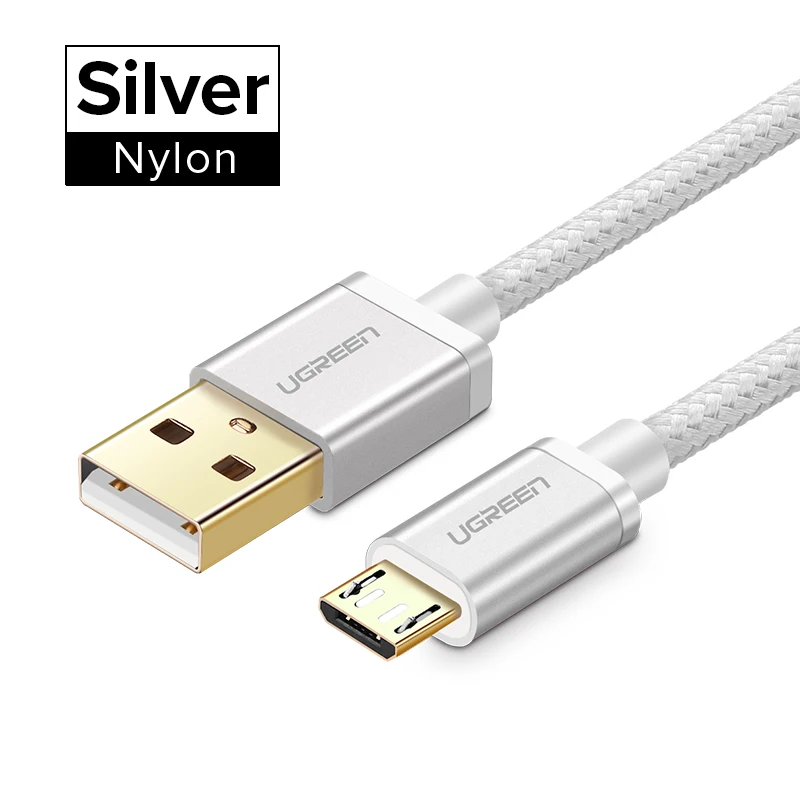 Ugreen cable micro USB nylon 2.4A Cable de datos USB de carga rápida para Samsung Xiaomi