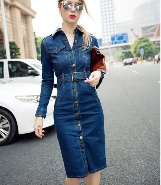 2020 maxi S-4XL Women Long Denim Dress autumn winter Vestido vaquero OL BIG with vestidos de verano para mujer _ - AliExpress Mobile