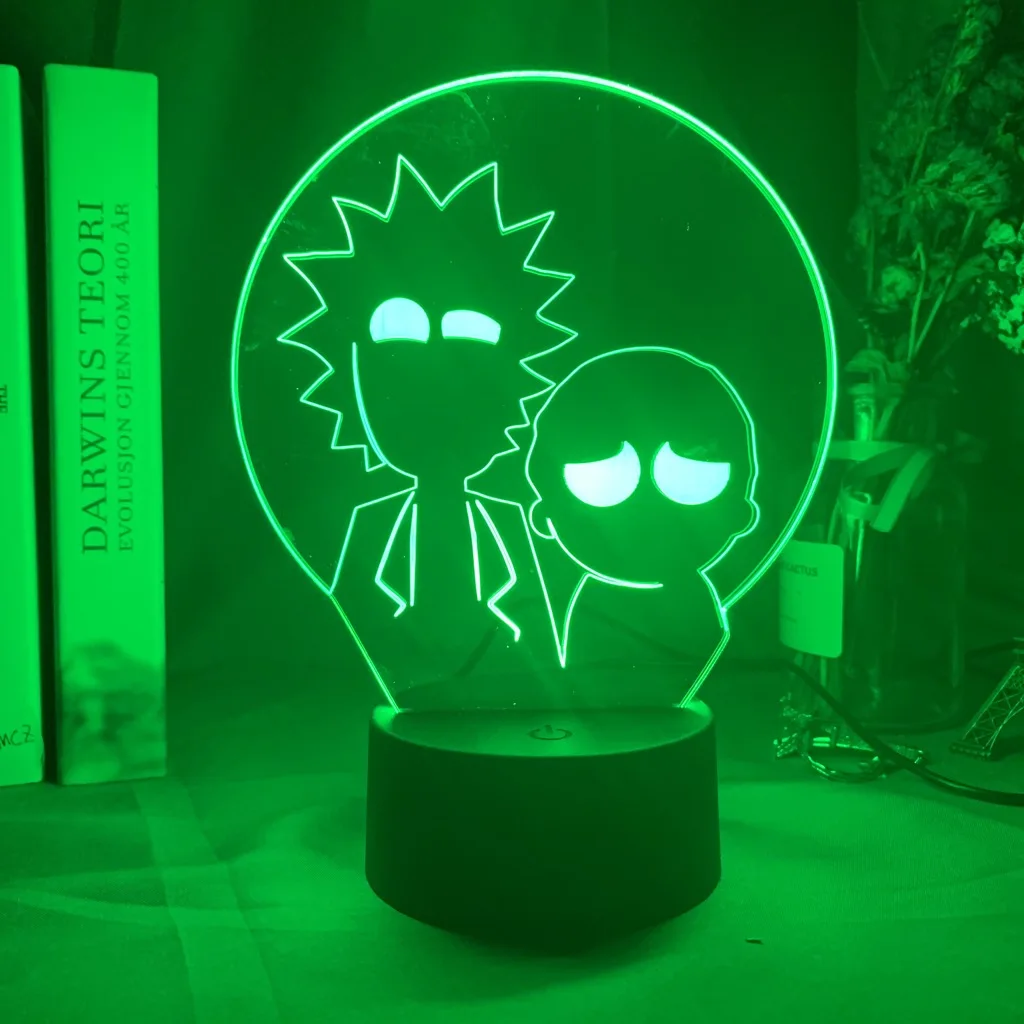 Funny Rick& Morty Figure Led Night Light for Kids Bedroom Decoration Color Changing Nightlight Cool Bedroom Lamp Rick and Morty