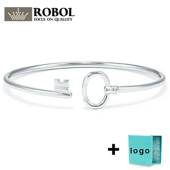 

SL 07 TFB original 925 sterling silver high quality charm open bracelet with original logo wedding anniversary can be diy