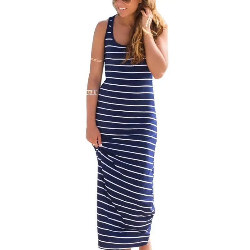 

Cosy Women Stripe D Long Maxi Sleeveless Beach Vest D