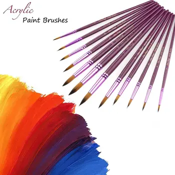 

12pcs Artist Paint Brushes Set Fine Pointed Paint Nylon Hair Brushes for Acrylic Oil Watercolor Painting-Pearl Gouache Painting