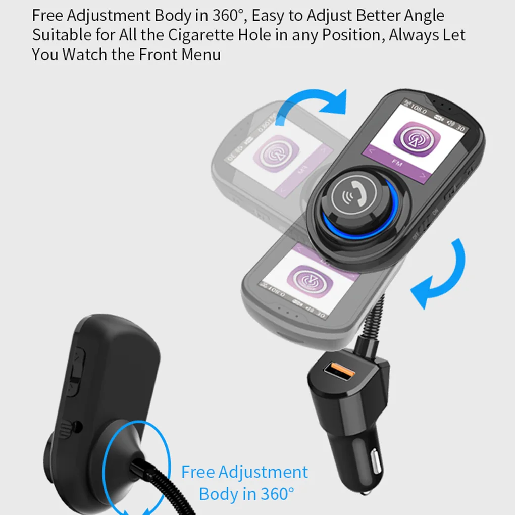 Автомобильный беспроводной fm-передатчик 1,8 дюймов HD цветной экран Hands-free Bluetooth 5,0 MP3-плеер для зарядки телефона