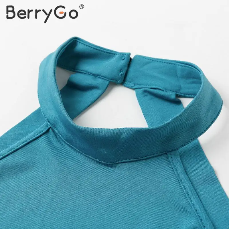 BerryGo элегантное вечернее платье с лямкой на шее, сексуальное женское длинное платье с открытой спиной, женское платье, весна-лето, макси платья, женское платье