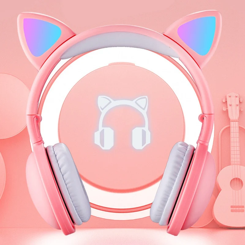 7Colors LED Light Cat Ear Headphones Bluetooth 5 0 Adults Kids Girl Headset With Mic For IOS Android