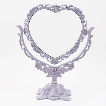 

Desktop Makeup Mirror EU Style Rose Decor Beauty Tool Round Oval Heart Shape Makeup Mirror Rotatable Gothic Mirror Butterfly