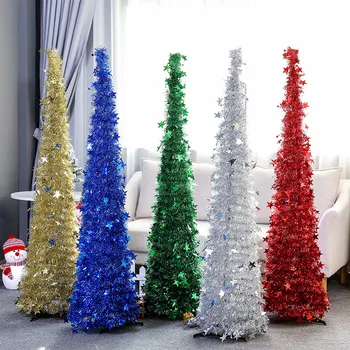 

Colorful Artificial Foldable Christmas Tree Party Xmas Door Home Standing Decoration For New Year DIY Decor 4.5ft/3.9ft