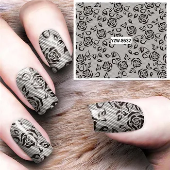 

1PC nail art decals ultra thin hollowing flower pattern water mark adhesive full cover 3D manicure tip tattoo sticker FW023