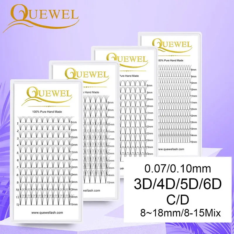 

Premade Volume Fans Lash Russian Volume Professional Eyelash Extensions C&D Curl Eyelash Extension Faux Mink Quewel 3D/4D/5D/6D