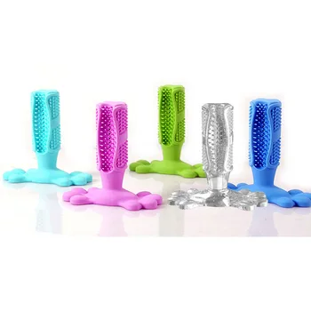 

Pet Dog Toothbrush Squeaking Silicone Dog Toothbrush Stick Cleaning Teeth Pet Chew Toy Teeth Care Products for Yorkshire Terrier