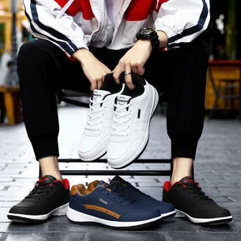 

Mens Trending Fashion Sport Shoes Casual PU Leather Sneakers for Walking&Jogging Travel Flat Shoes