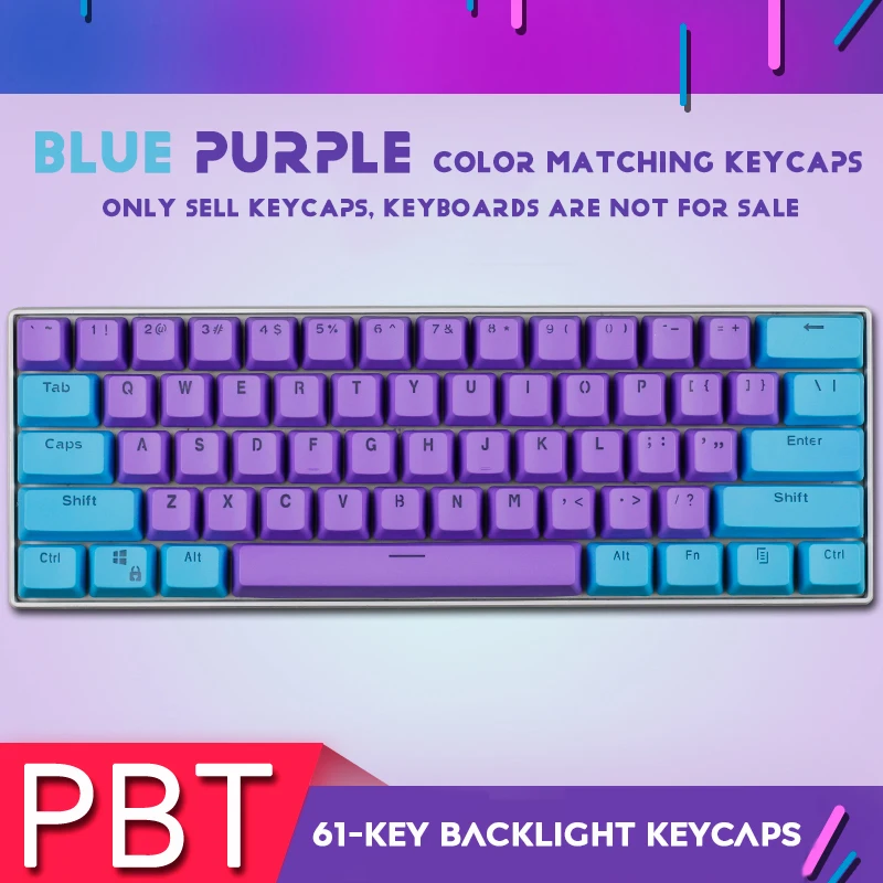 61 клавиша PBT подсветка DIY двухцветная механическая клавиатура колпачок для