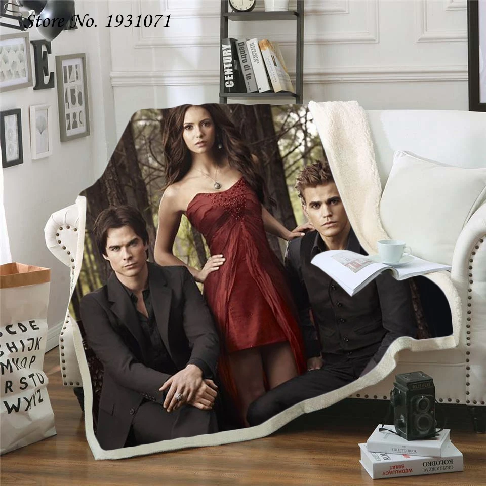 3D Print The Vampire Diaries Sherpa Blanket Sofa Couch Quilt Cover throw blanket