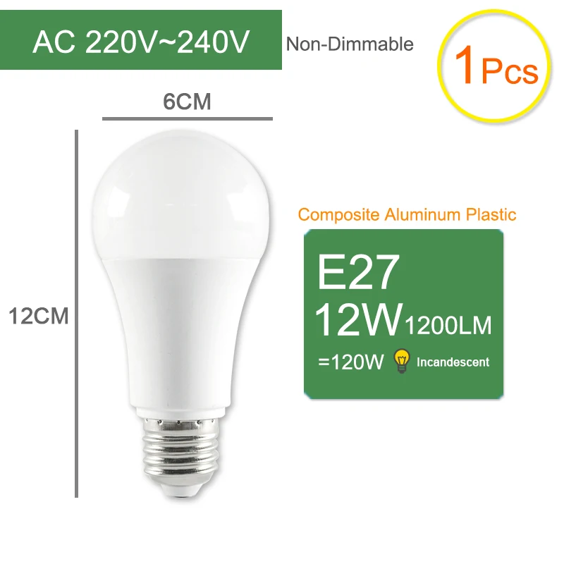E27 12W 1Pcs Kaguyahime 1 шт./5 шт. светодиодный E27 Лампа E14 220 В светодиодный светильник E27 Светодиодный светильник Lampadas Bombilla Ampoule домашний свет теплый белый холодный белый - Испускаемый цвет: E27 12W 1Pcs