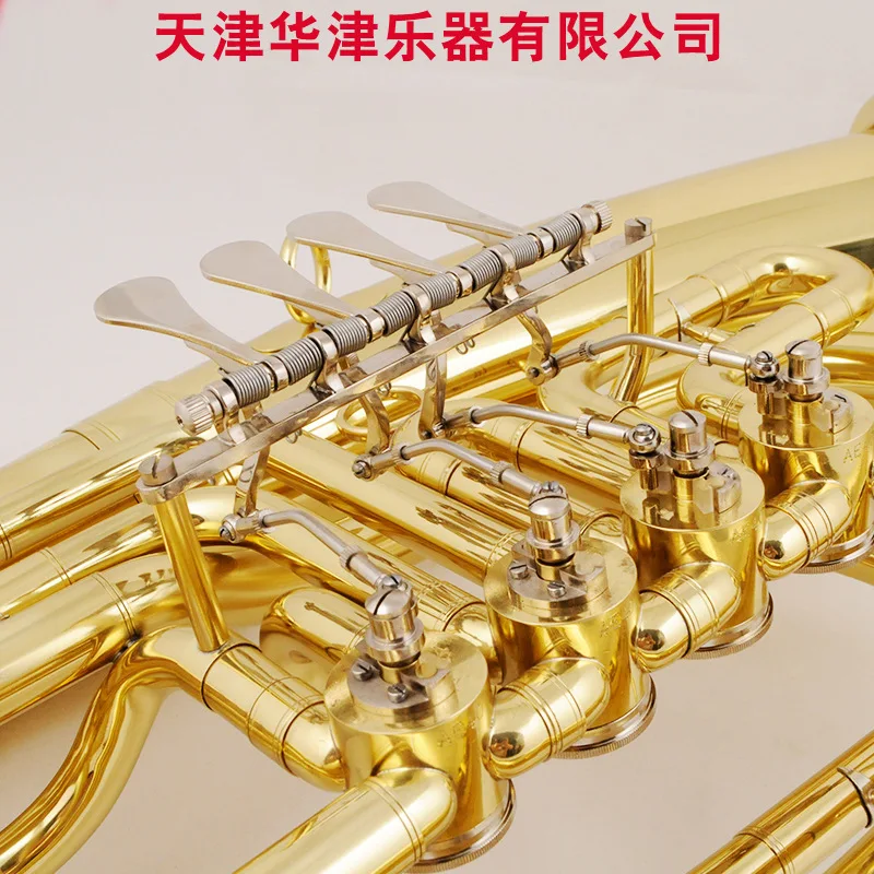 Euphonium four flat keys Lacquered gold Euphonium big horn musical instrument