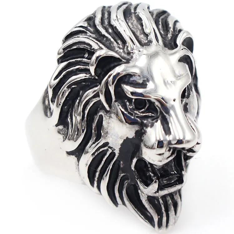 Aroutty 316L Stainless Steel Punk Ring Titanium Lion Head Men Rings For Women Animal Jewelry US Size #7-14 Dropshipping | Украшения и