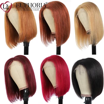 

4X4 Lace Closure Frontal Wigs Red 99J BURG Colored Straight Human Hair Lace Closure Bob Wigs Brazilian Remy Lace Wigs EUPHORIA