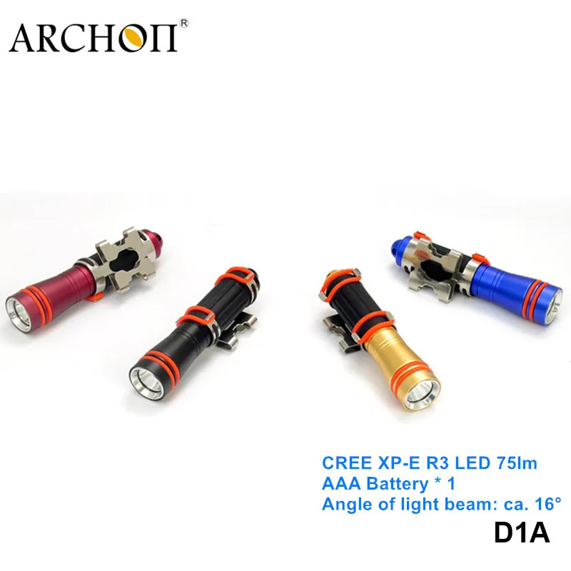 Archon D1A Cree XPE светодиодный мини 100 МЕТРОВ ГЛУБИНА Подводный фонарь светильник профессиональная маска для подводного плавания AAA батарея дайвинг вспышка светильник