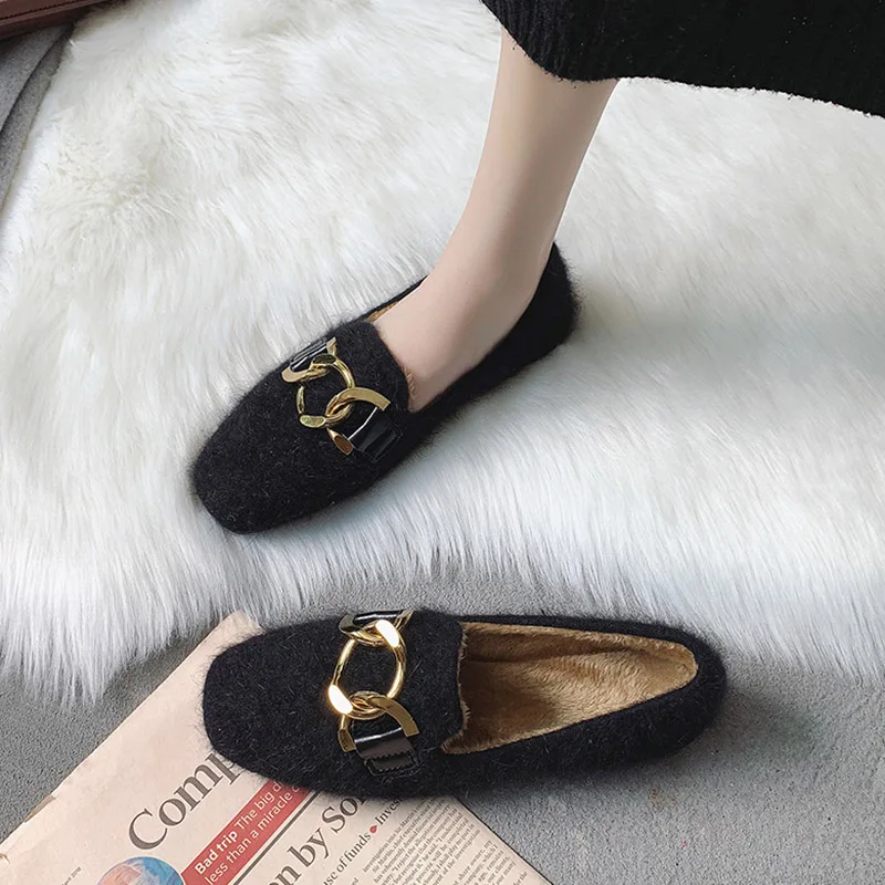 Женская обувь на плоской подошве с теплым мехом zapatos mujer женская повседневная