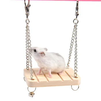 

Hamster Swing Bed Bell Swing Hammock Wooden for Small Pet Parrot Hanging Wooden Suspension Pet House Hamster Accessories
