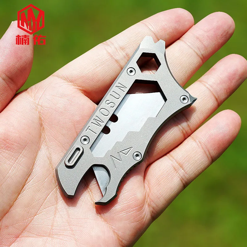 

1PC Titanium Alloy Utility Knife Paper Cutter Unboxing Knife Crowbar Bottle Opener Portable EDC Multifunction Tool