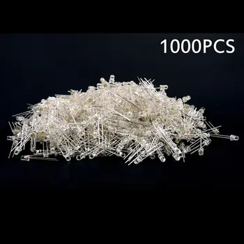 

1000 Pieces 3mm Round LED Light Emitting Diodes Component Red/Green/Yellow/White/Blue LED Bulb Lamp Light Super Bright