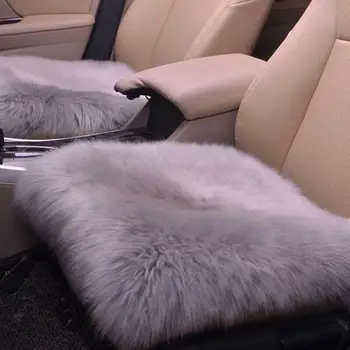 

NEW listing Soft Sheepskin Front Car Cushion Mat Cover Long Fur Wool Fits Most Car Wool Cushion Cover Car Cushion