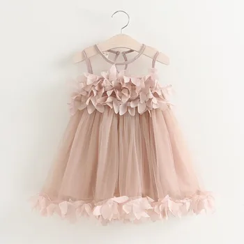 

Girls Dress Summer Mesh Girls Clothes Pink Applique Princess Dress Children Summer Clothes Baby Girls Dress