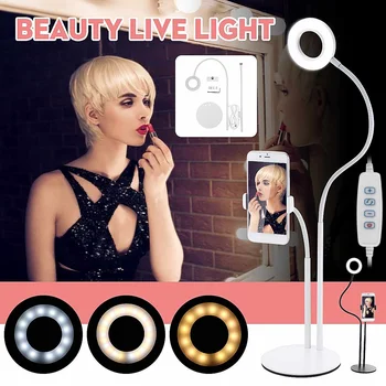 

3.5" LED Ring Lamp Dimmable Selfie Ring Light Beauty Fill Light For Phone Makeup Video Youtube Cute Cat Ear Live Broadcast Light
