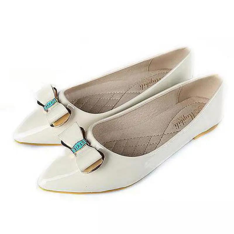 

Summer Ladies Slip On Loafers Bow Flats Patent Leather Single Shoes Spring Women Pointed Toe Ballet Flats Breathable Casual Shoe