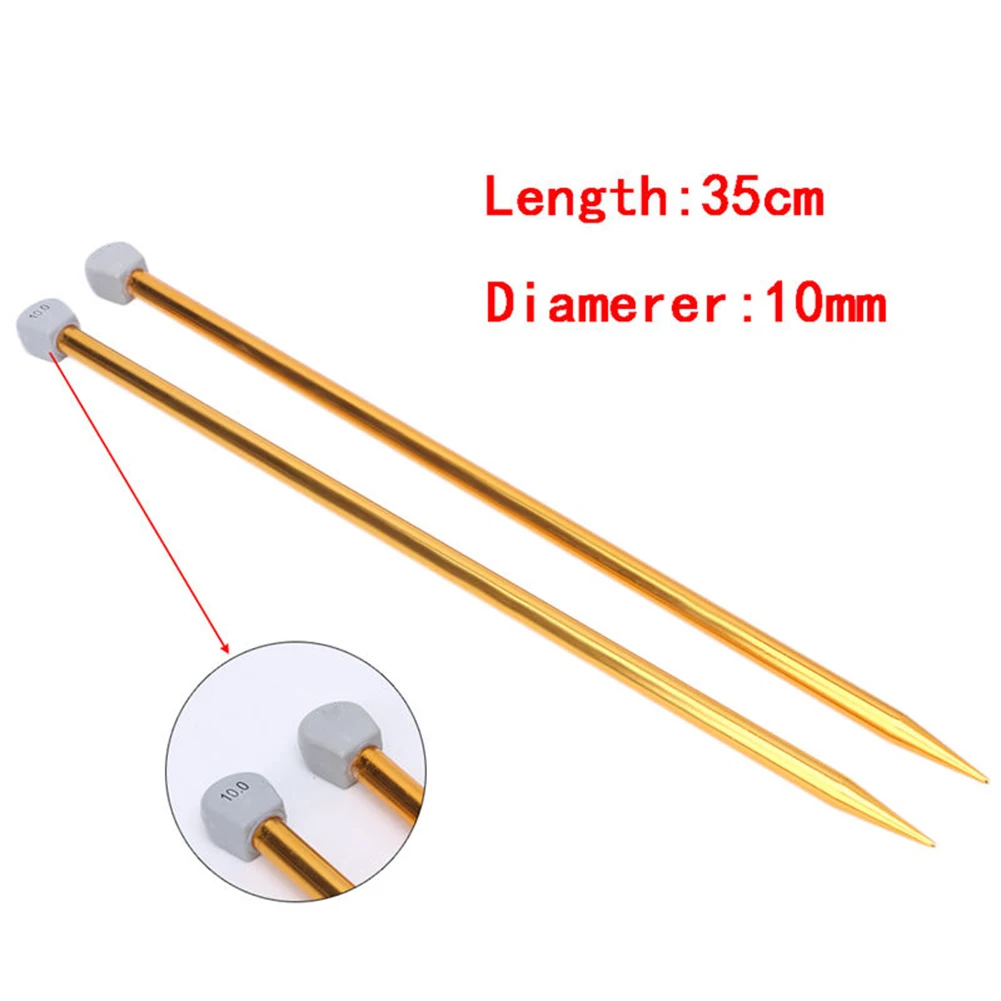 2 Pcs Aluminum Single Point Knitting Needles Pins Straight DIY Weaving Tool Nice