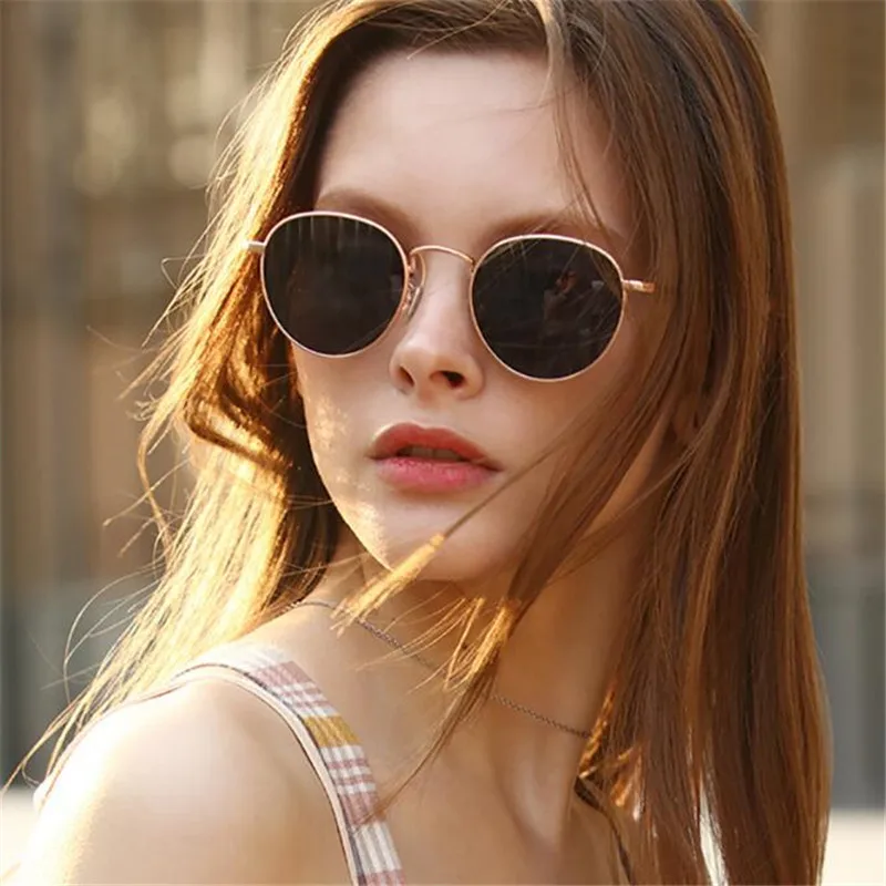 

Metal Frame Eyewear Round Sunglasses Men Reflective Coating Lenses Sun Glasses Women Shades oculos gafas de sol feminino mujer