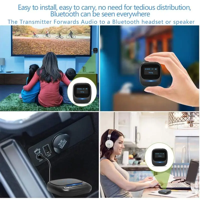 Bluetooth 5 0 Audio Transmitter Receiver OLED Display Aptx LL 3 5mm AUX Jack RCA Wireless Adapter For TV Car PC Video Headphone