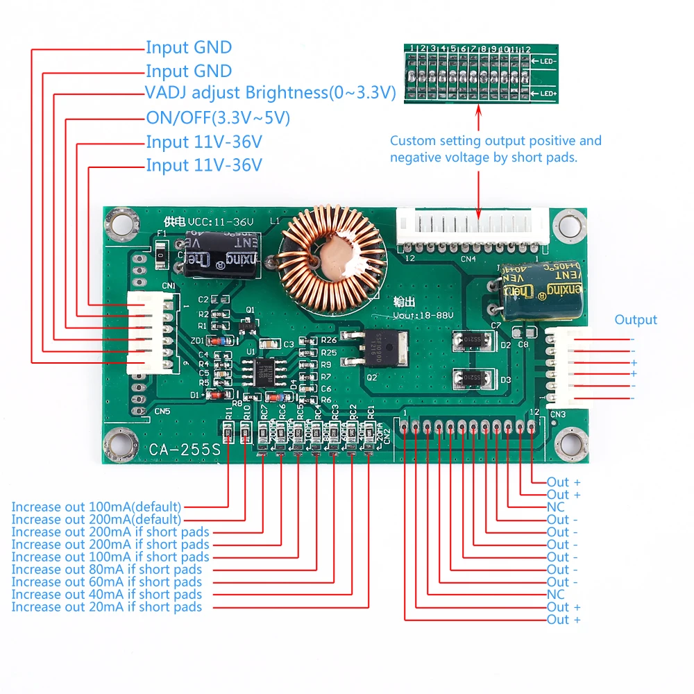 ТВ ПОДСВЕТКА драйвер Повышающий Модуль 10-48 дюймов светодиодный Инвертор постоянного тока Адаптивная плата питания для Светодиодный ТВ