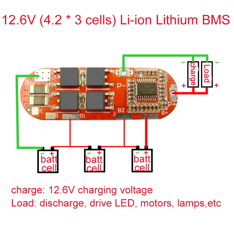 Плата защиты литий ионных батарей 3S BMS 25A 12 6 В 18650 Lipo зарядная плата модуль PCM