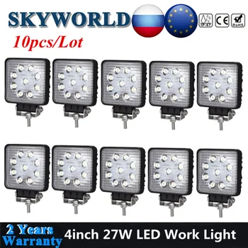 

10x 4inch Square LED Work Light Spot Flood Driving Offroad Light Bar 12/24V For Tractor 4x4WD Truck Camper Van Working Fog Lamp