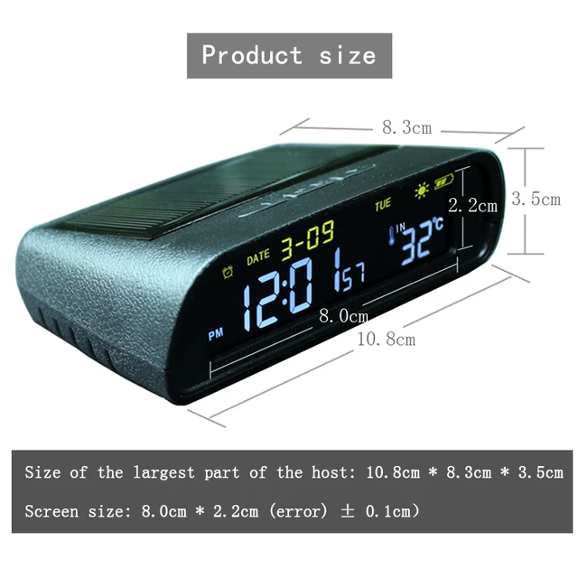 Digital Clock For Car Portable Solar Car Digital LCD Clock