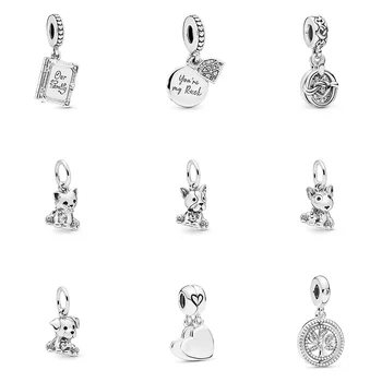 

Original 925 Sterling Silver Beads Charm Lovely Dog Cat Diy Tree Pendant For Women Diy Pandora Charm Bracelet Necklace