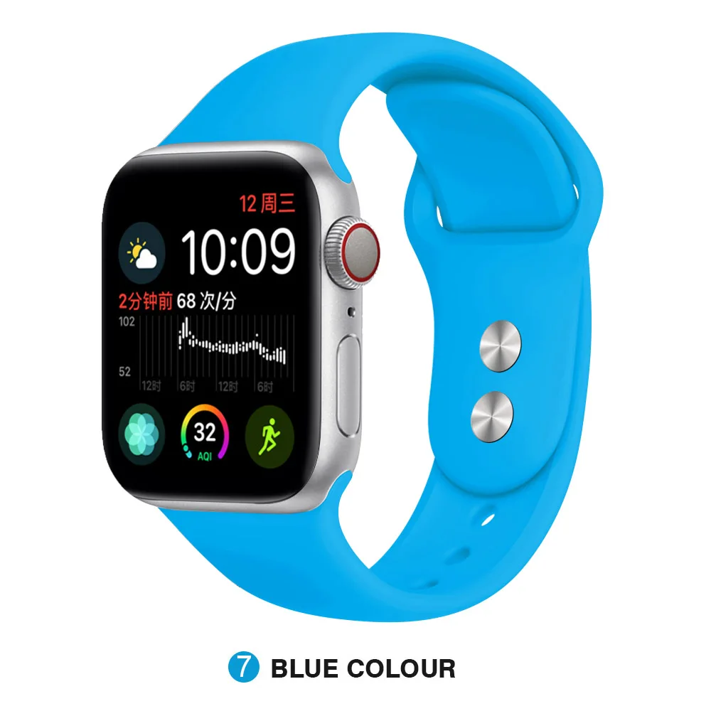 Силиконовый ремешок для Apple Watch 38 мм 42 мм iwatch 5 ремешок 44 мм 40 мм спортивный браслет резиновый ремешок для iwatch 4 3 2 1 - Цвет ремешка: Blue