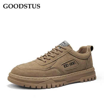 

GOODSTUS Men Autumn Martin Shoes Breathable Comfortable Quality Lace-Up Solid Simple Style Rubber Sole Anti-Slip Male Sneaker