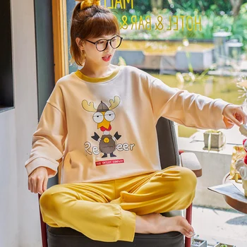 

XIZOU Winter Autumn Pajama Set Woman Home Loungewear Sexy Lingerie Sleep Wear Soft Milk Silk Pajamas for Women