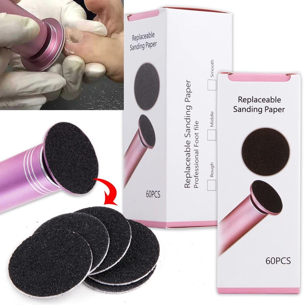 60pcs/box Replacement Sandpaper Disk Foot Pedicure Discs Sanding Paper