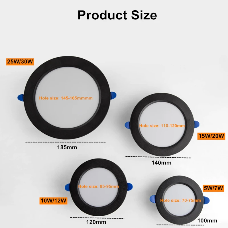 Round LED ultra-thin downlight embedded household 5W 7W 10W 12W 15W 20W 25w 30W living room aisle