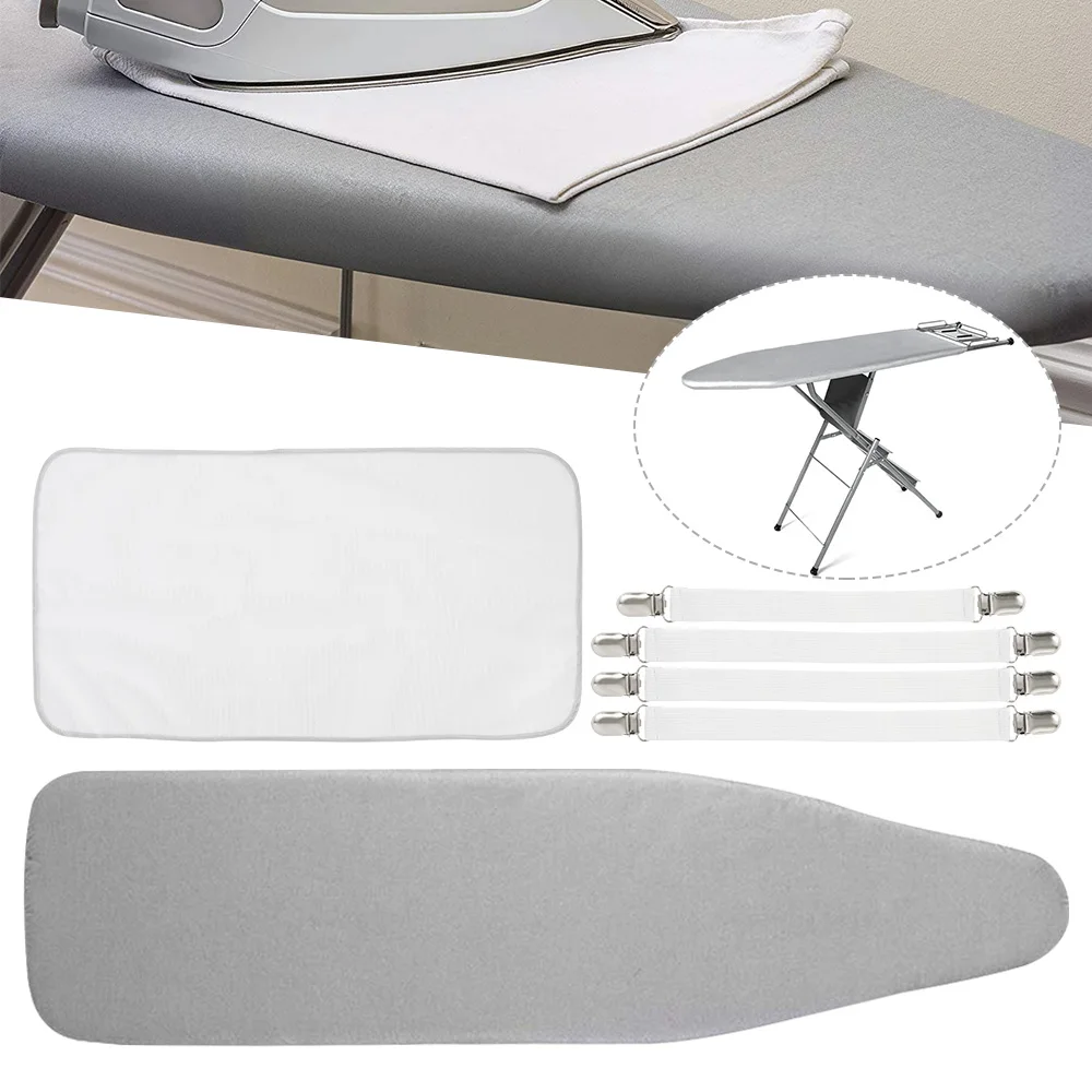 

Ironing Board Cover and Insulated Mesh Pad and Fixed clip Silicone Coated Resists Scorching Ironing Board Pads with Elastic Edge