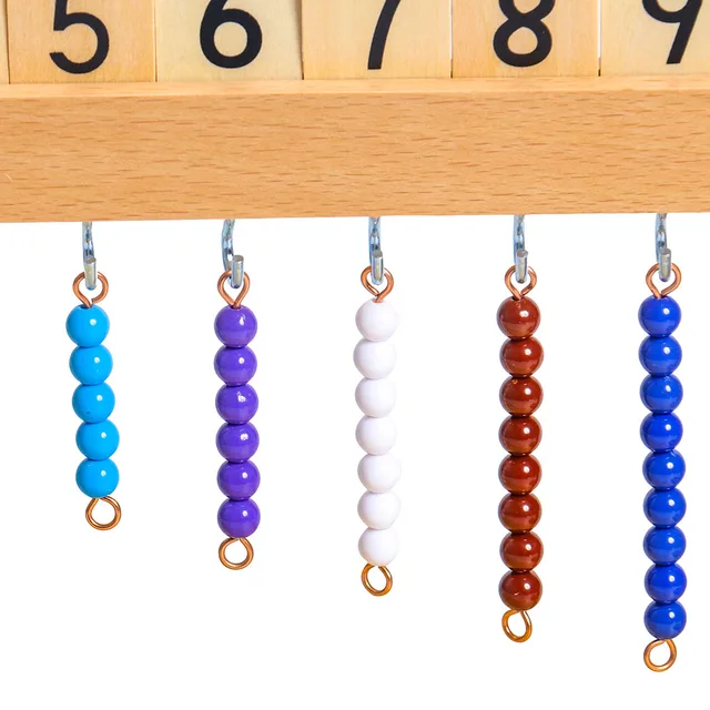モンテッソーリ　知育玩具 色ビーズ用　ハンガー #2 Montessori :  モンテッソーリハンガーカラービーズ階段ビーズ付き⁄ビーズ付きティーンビーズハンガー就学前学習教材モンテッソーリ数学教材早期開発玩具モンテッソーリおもちゃ子供用(ティーンビーズハンガー)  : おもちゃ