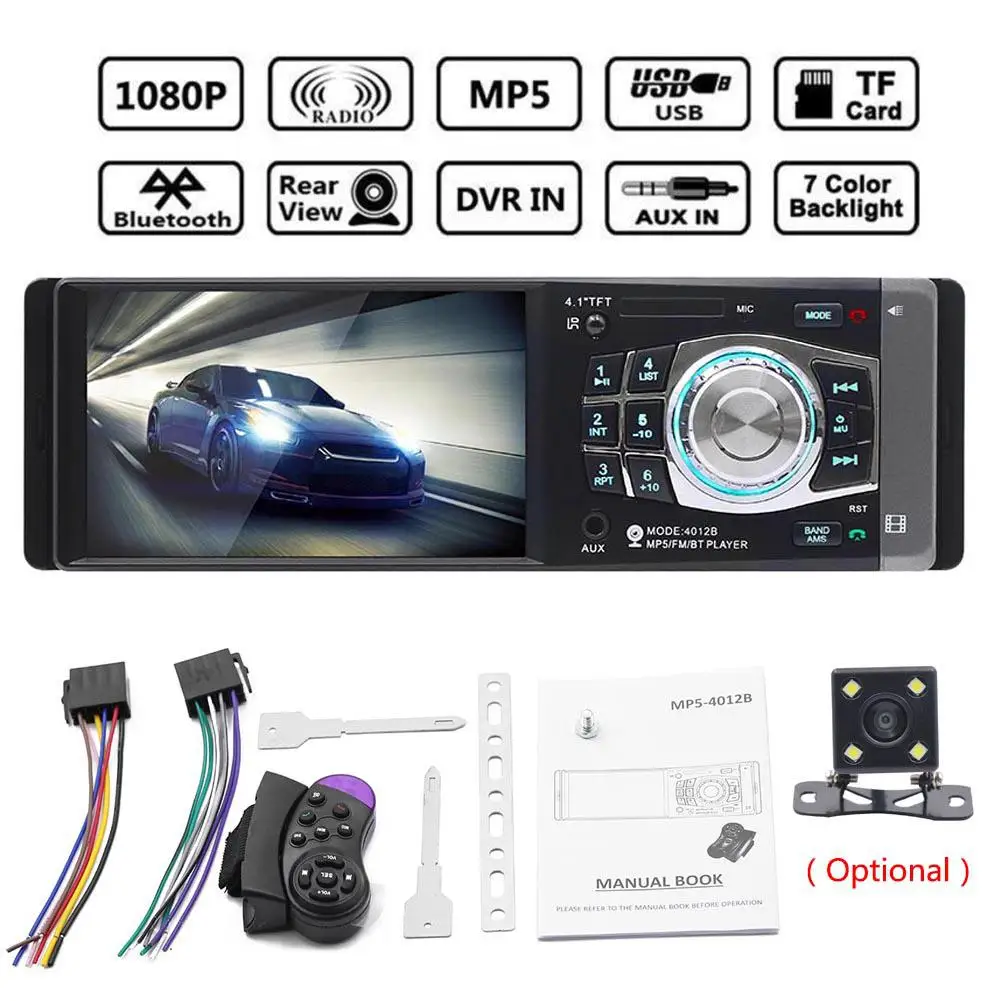 4,1 дюймов Автомобильный MP5/MP4/MP3 плеер радио вставная карта Usb аудио флэш-накопитель Bluetooth обратное изображение 4012B